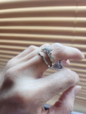 18kt Elegant Silver and Gold Tone Diamond Ring Set